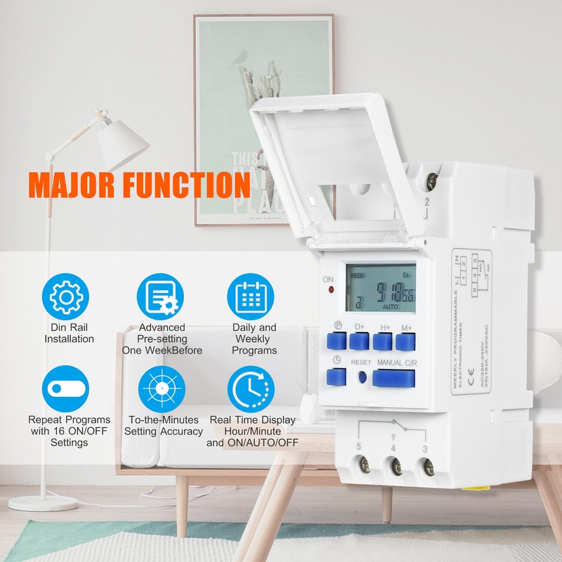 16A THC15A Digital LCD Programmable Timer Switch Relay Din Rail W5R0 gallery