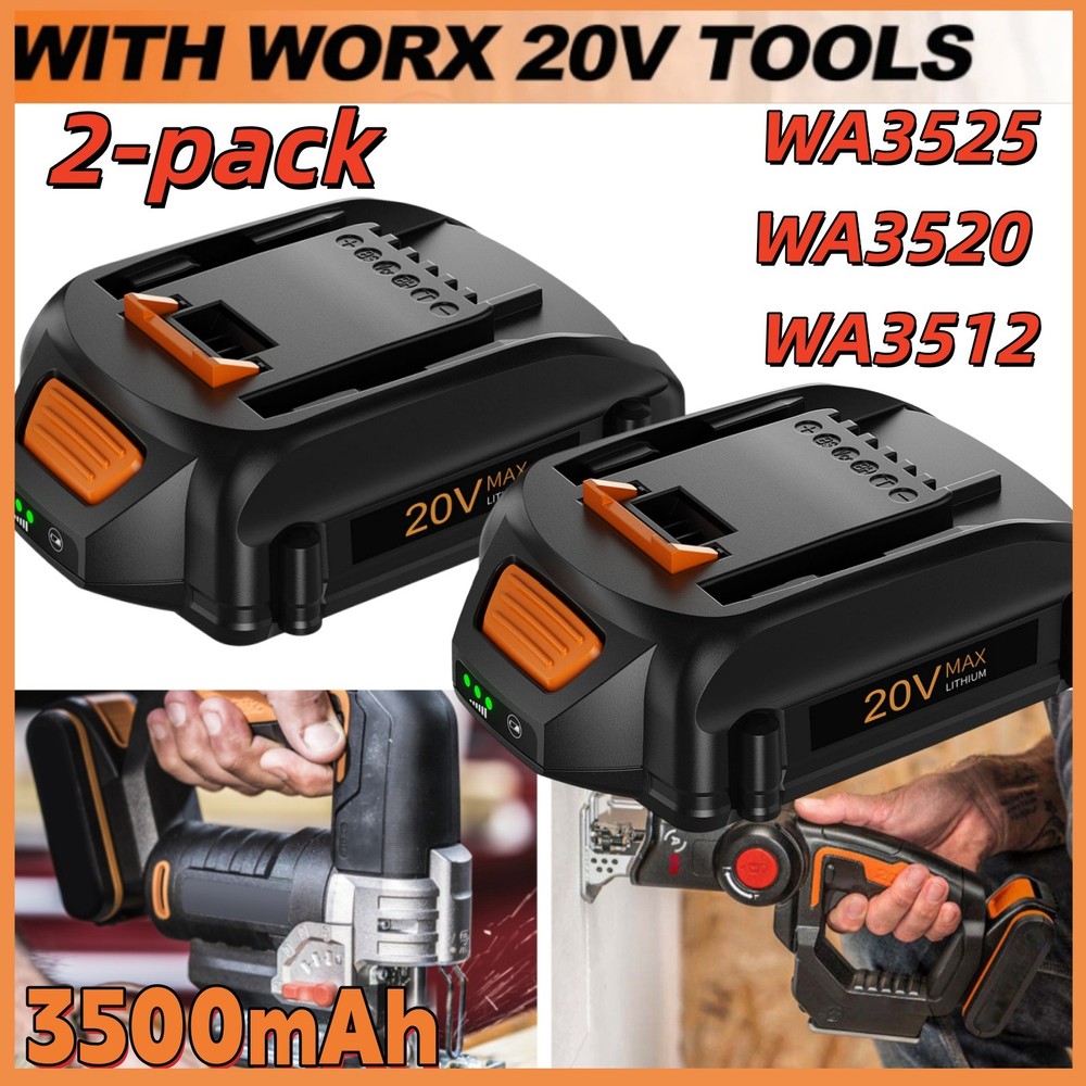2pack For WORX 20V MAX Extend Lithium Battery 20 Volt WA3520 WA3525 WA3575 WG155
