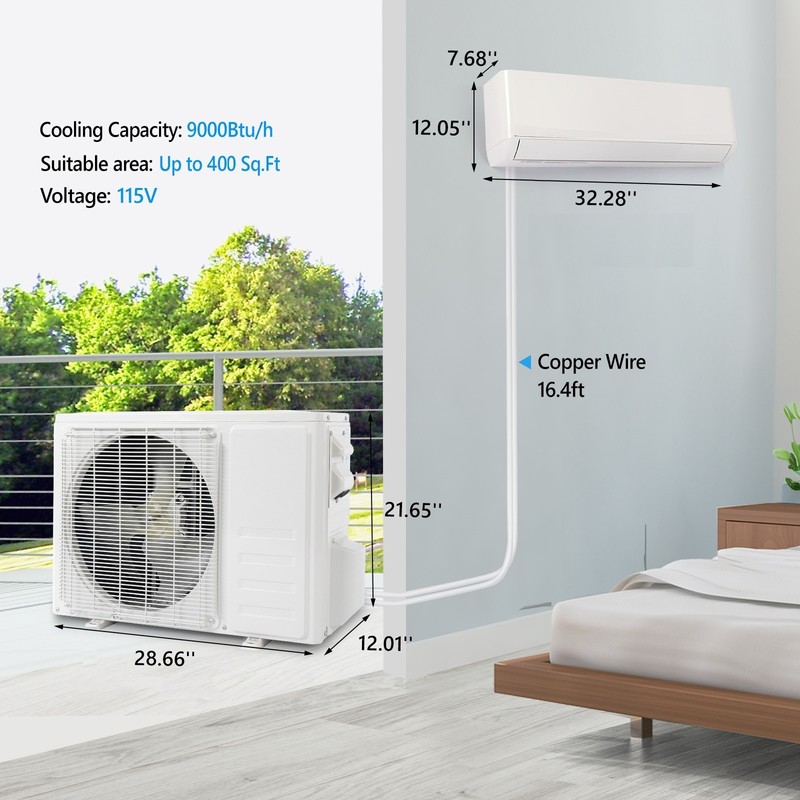 9,000 BTU Mini Split Air Conditioner with Heat Pump 115V Dehumidify 24 SEER2 gallery