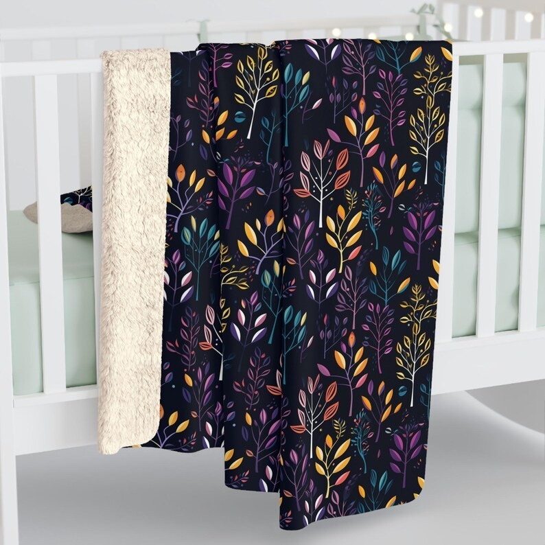 Abstract Trees Pattern Sherpa Blanket Modern Nature Style gallery