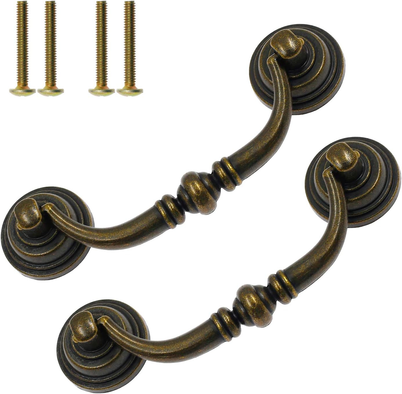 8PCS Antique Bronze Bail Drawer Pull Handles 3.5" Hole Cabinet Dresser Hardware gallery