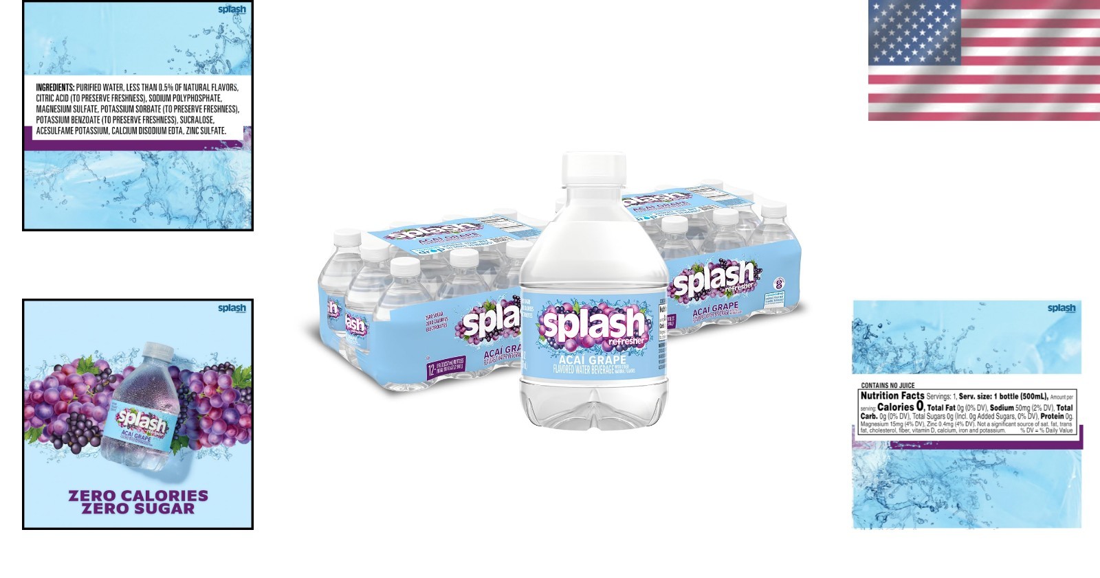 Guilt-Free Splash Blast Acai Grape Water, 24 Bottles of 8 Fl Oz - Zero Sugar gallery