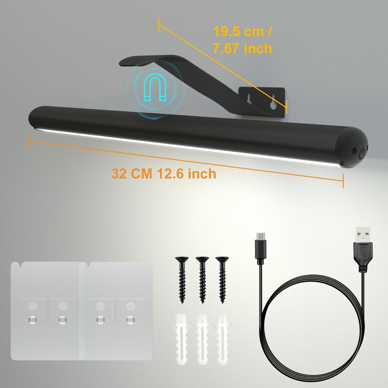 Picture Light with Remote, Wireless Battery Painting Light with 3 Lighting Color gallery