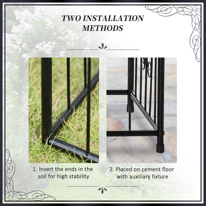 Outdoor Decorative Steel Backyard Gate & Trellis w/ Two Door Design & Scrollwork gallery