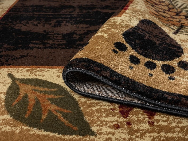 Lodge Cabin Rustic Forest Bear Paw Pinecone Area Rug **FREE SHIPPING** gallery