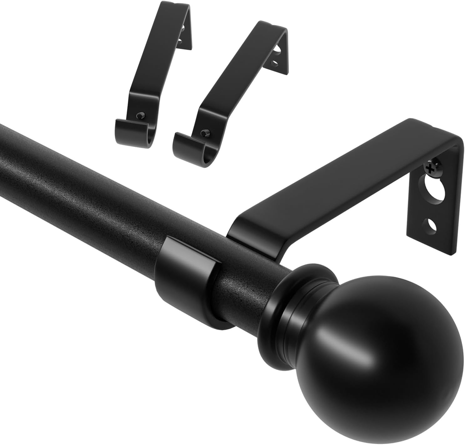 Curtain Rods for Windows 28 to 48 Inch, 5/8 Inch Black Curtain Rod Set with Brac gallery