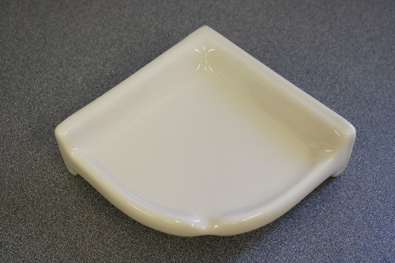 ACP Ceramic -Glossy Almond- Reversible Corner Shower Soap Dish Shelf gallery