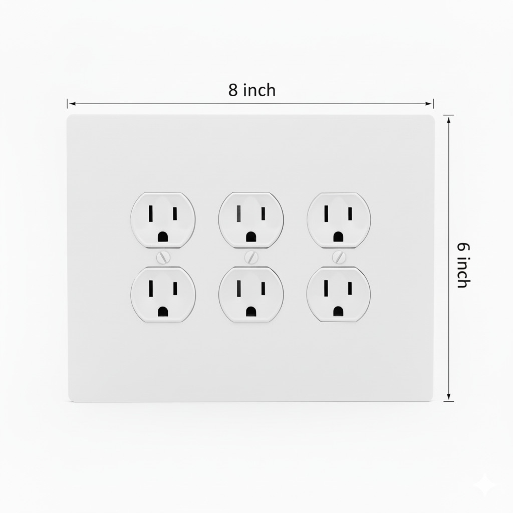 6"x8" Oversize Duplex Electrical Outlet Cover, Large Wall Plate, 3-Gang, White gallery