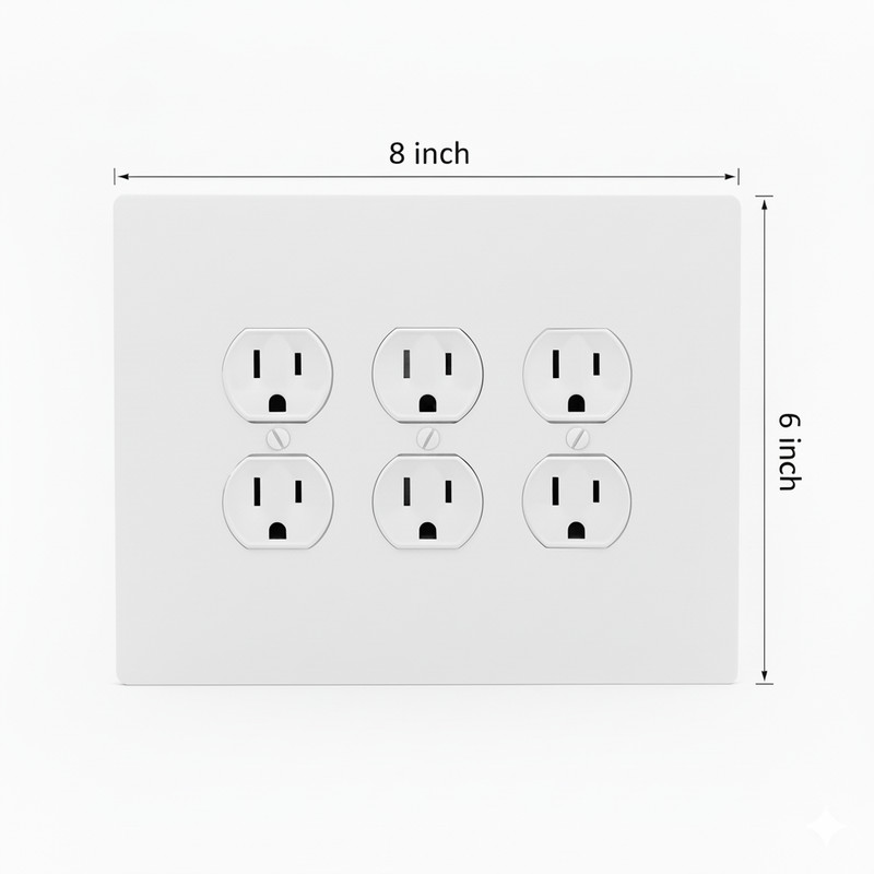6"x8" Oversize Duplex Electrical Outlet Cover, Large Wall Plate, 3-Gang, White gallery