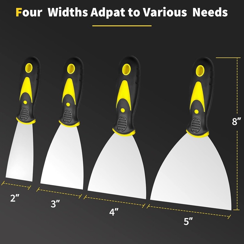 Putty Knife, 4Pcs Spackle Knife Set (2,3, 4, 5 in),Stainless Steel Paint Scraper gallery