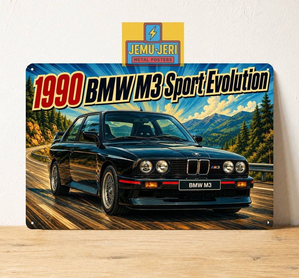Bmw E30 M3 Eport Evolution 1990 Car Metal Sign Poster 20x30cm