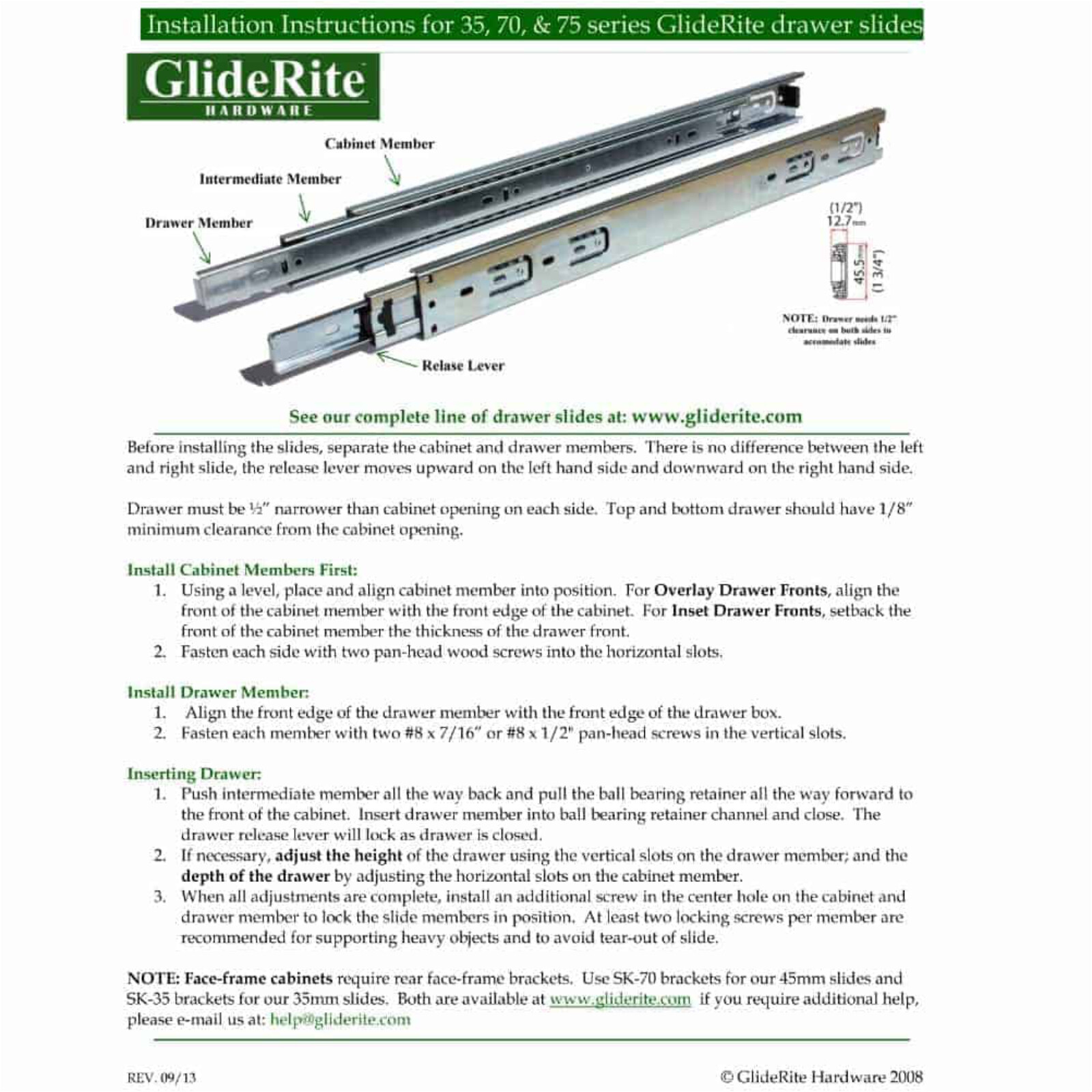 14"-24” Full Extension Soft-Close Side Mount Ball Bearing Drawer Slides (100lbs) gallery