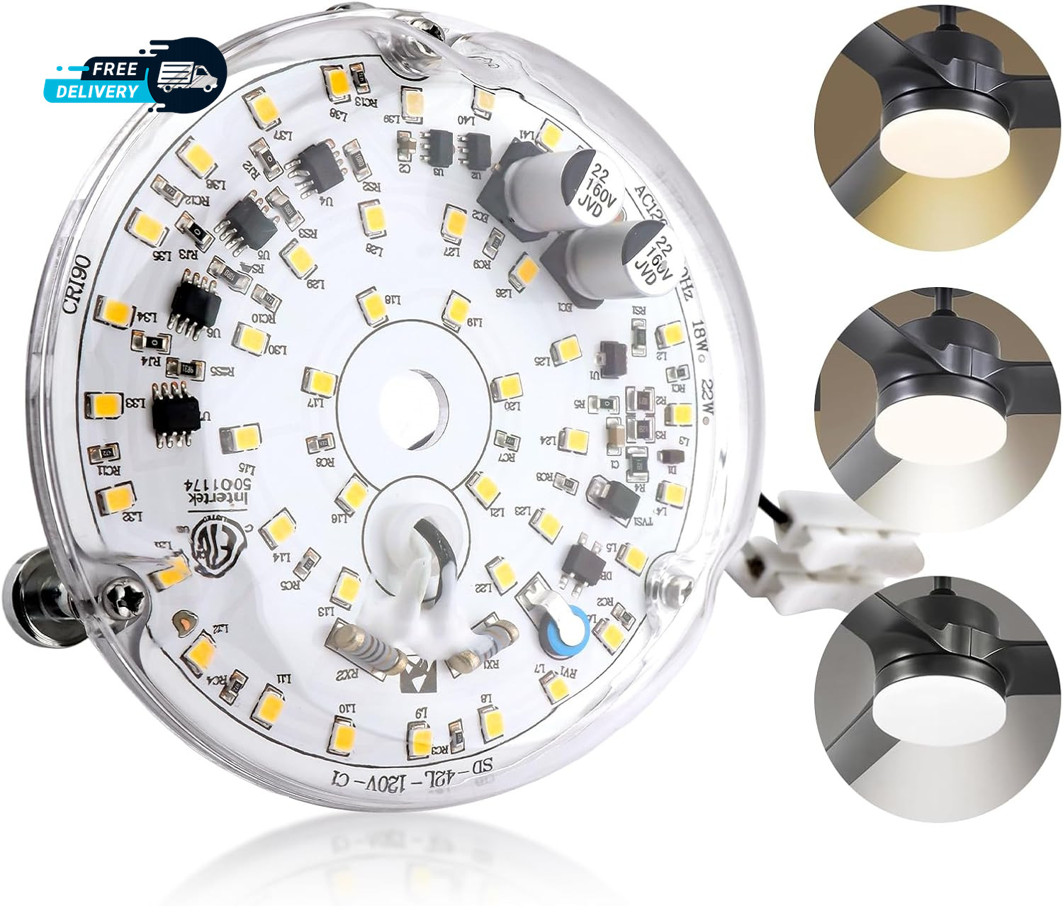4 Inch Ceiling Fan LED Light Replacement 6000K 18W LED Retrofit Kit Dimmable gallery