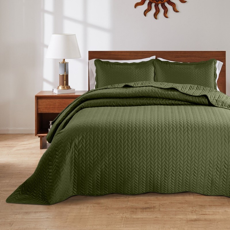 Reversible Quilted Bedspread Set Lightweight Embossed Coverlet Throw Twin Size gallery