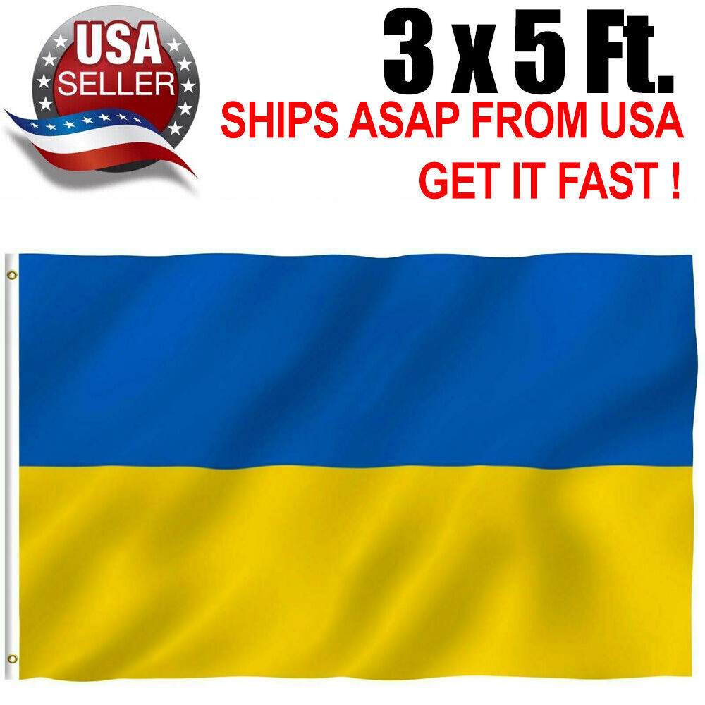 3x5 Ft Ukraine Plain Premium Quality Flag Ukrainian House Banner Grommets 100D gallery
