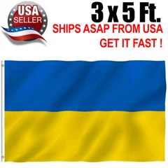 3×5 Ft Ukraine Plain Premium Quality Flag Ukrainian House Banner Grommets 100D