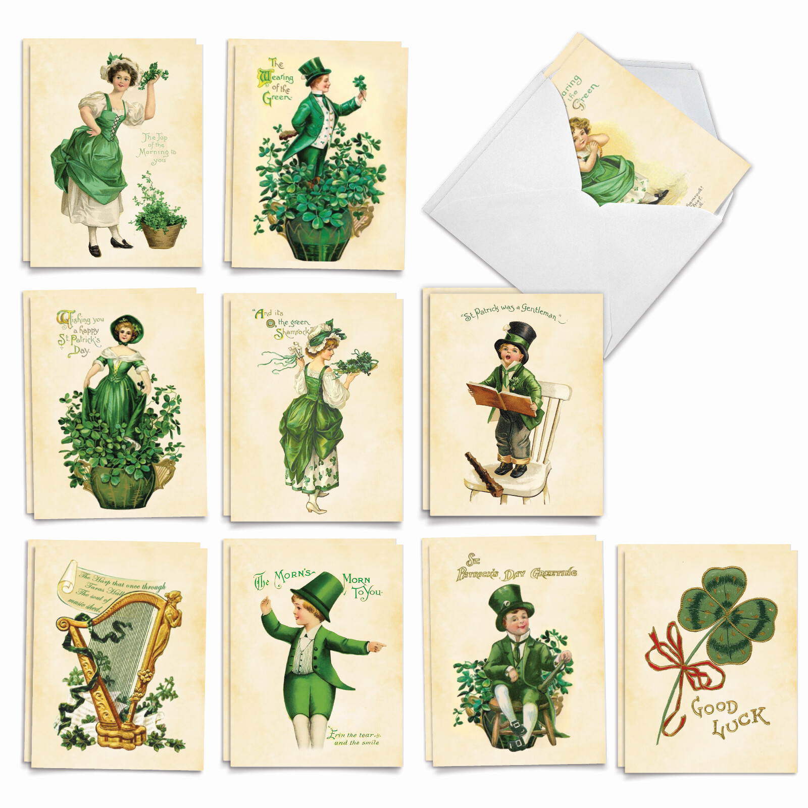 20 Asst'd St. Patrick's Day Notecards w/ Envelopes(2 of Each) Irish Vintage gallery