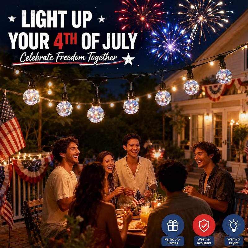 22Ft Patriotic String Lights, Red White Blue Globe String Lights Connectable ... gallery
