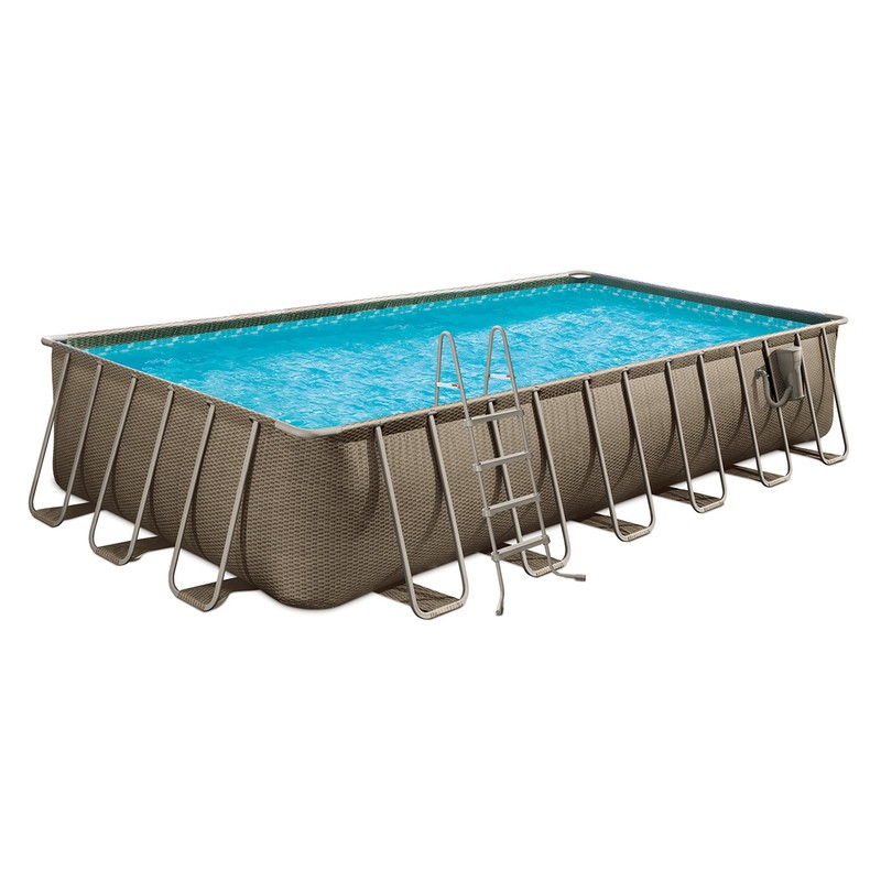 Funsicle 24'x12'x52" Oasis Rectangular Swimming Pool Set with 24' Cover, Brown gallery