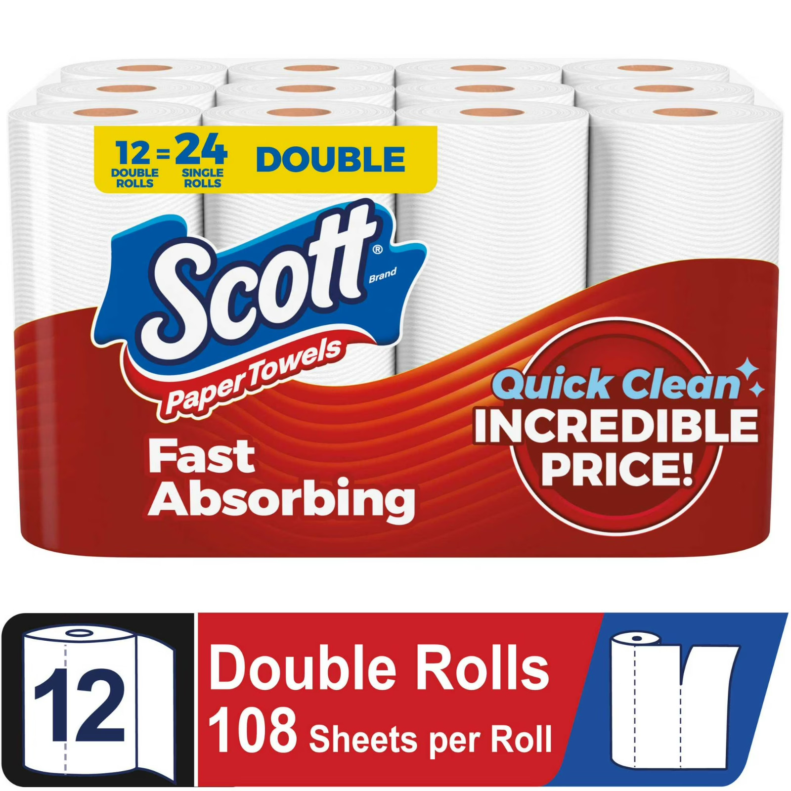 Scott Paper Towels, Choose-A-Sheet, 12 Double Rolls gallery