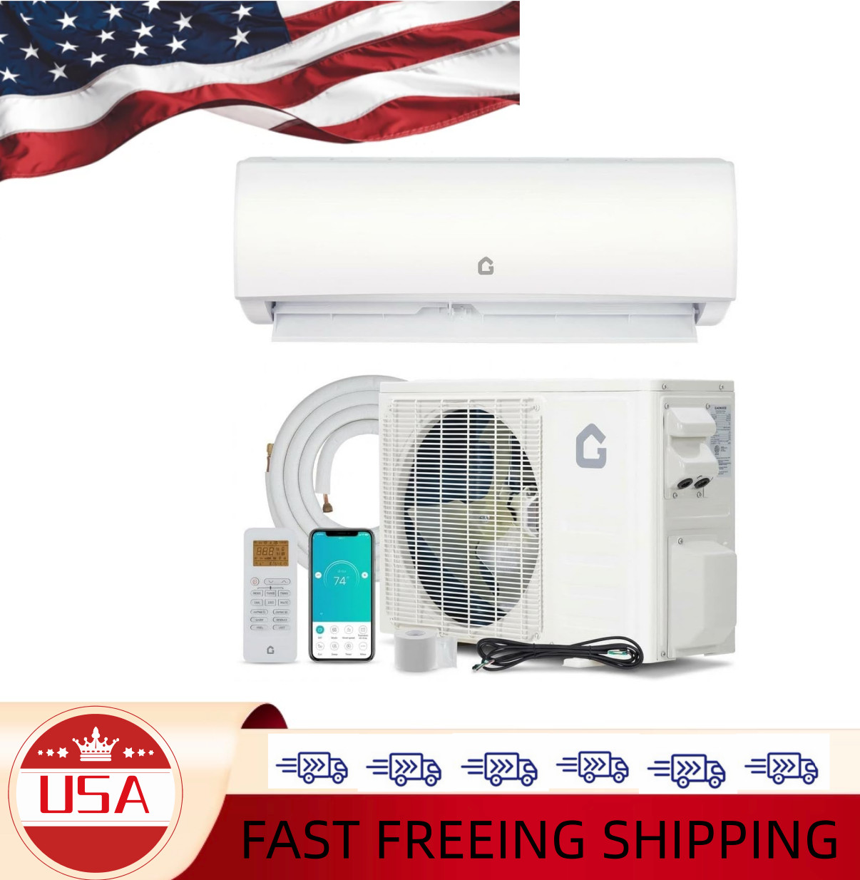 11500 BTU Mini Split Air Conditioner WiFi Wall Mounted 208/230V Single Zone Syst gallery