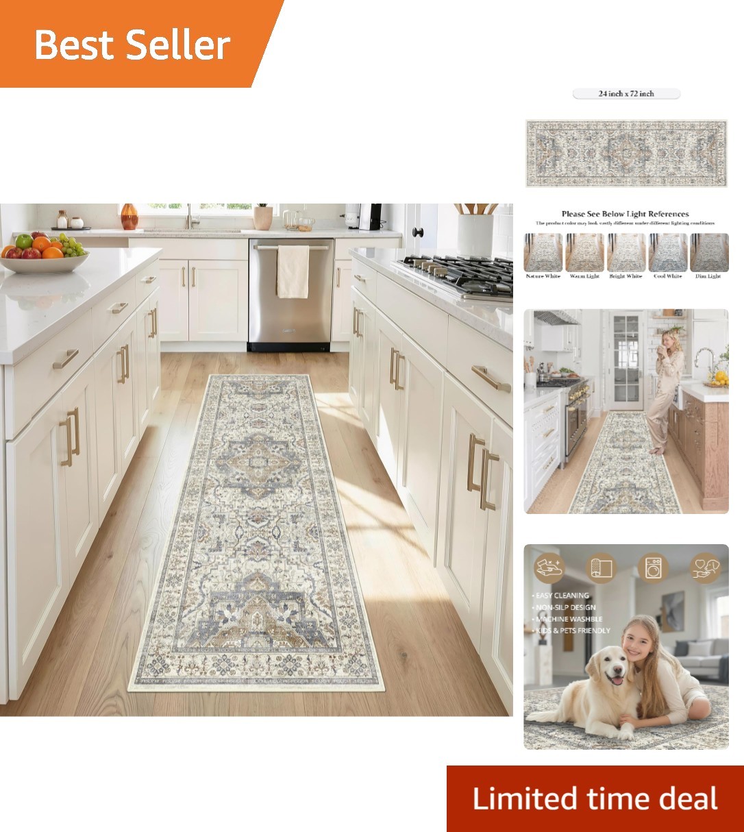 Ultra-Thin 2x6 Non-Slip Kitchen Runner Rug - Machine Washable & Waterproof gallery