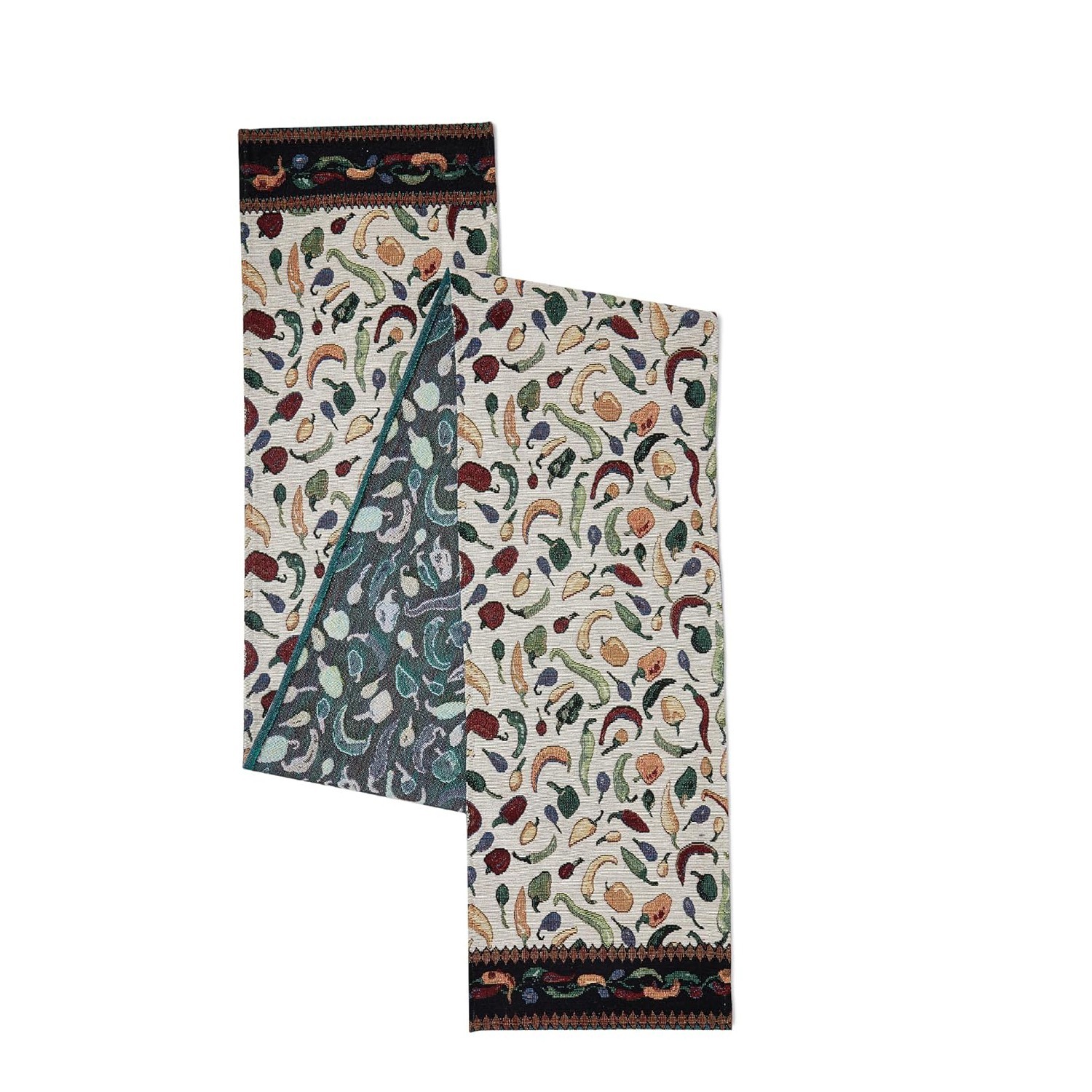 Cotton Blend Table Runner Chilies Design Size 32X200 Cm For 6 Seater Dining gallery