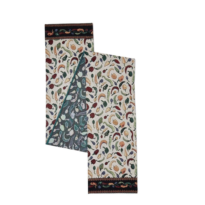 Cotton Blend Table Runner Chilies Design Size 32X200 Cm For 6 Seater Dining gallery