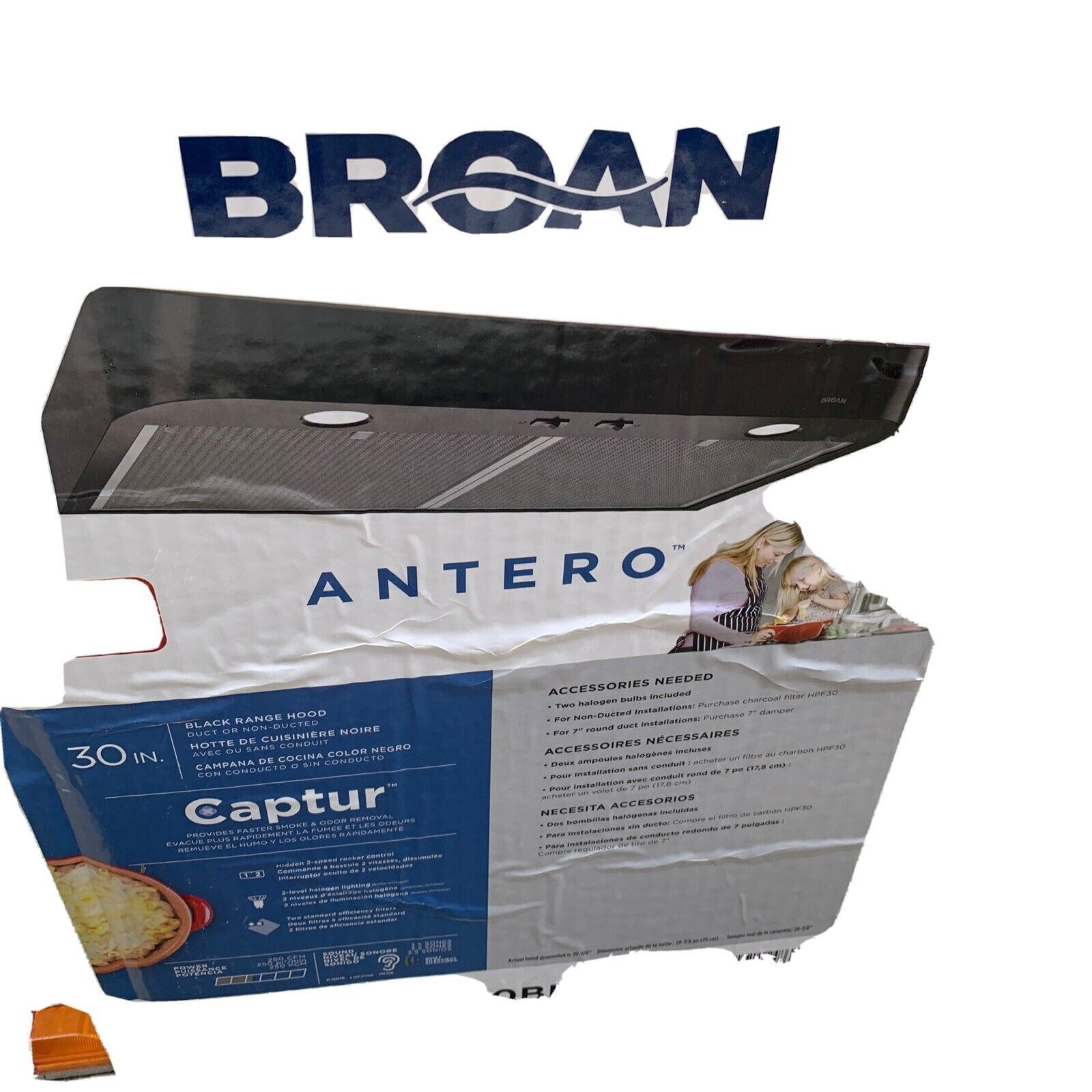 Broan 30" Antero Black Undercabinet Range Hood Fan Duel Lights 30" #CLSC130BL gallery