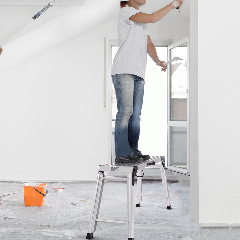 VEVOR Folding Work Platform, 330 lbs Load Capacity, Aluminum Drywall Stool Ladde gallery