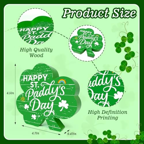 St Patricks Day Decorations, Irish Shamrock Table Decor for Home Office, gallery