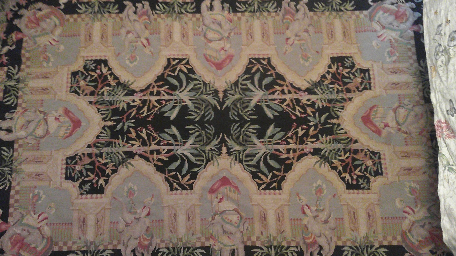 Aubusson Needlepoint Rug Elephants Monkeys People 68½ x 44 gallery