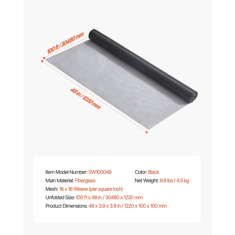 Window Screen Replacement 100 ft × 48 in Window Screen Mesh DIY Adjustable gallery