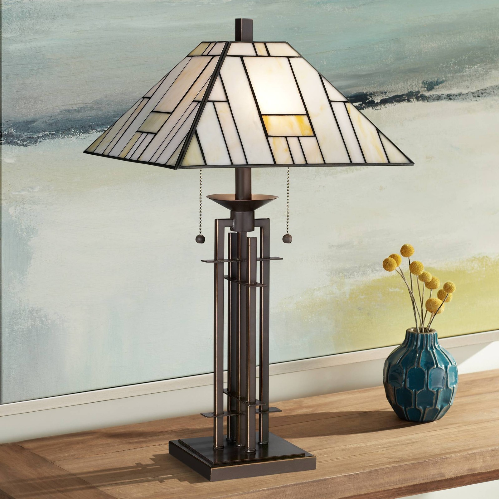 Mission Table Lamp 26 1/4" High Wrought Iron Bronze for Bedroom Living Room gallery