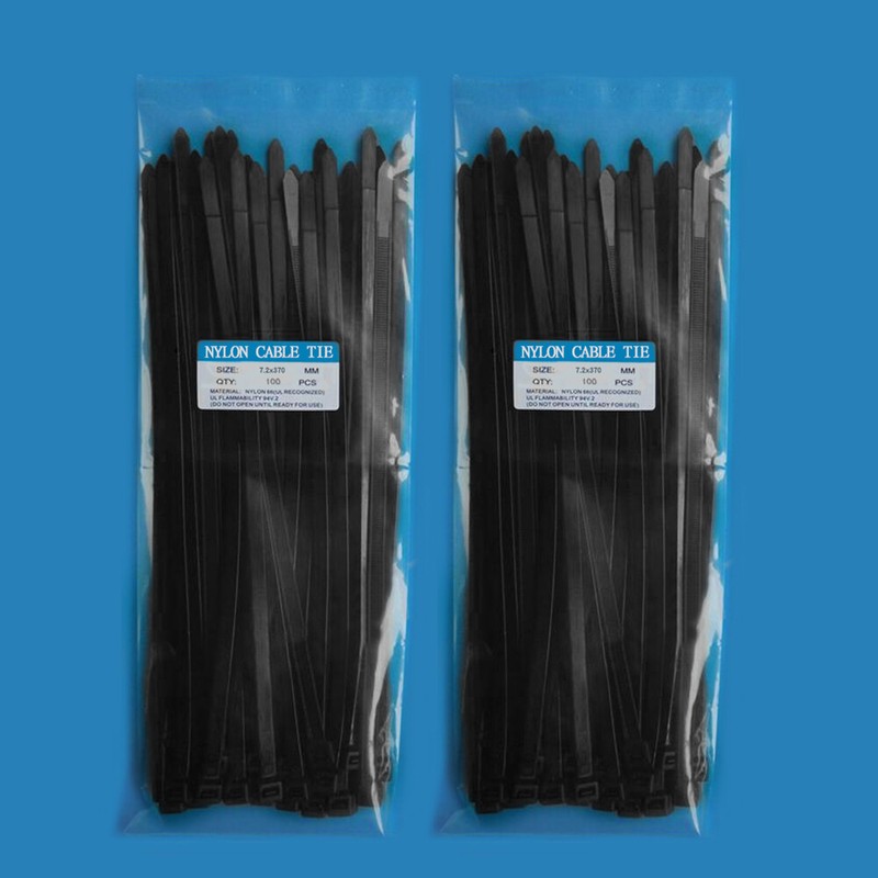500 PACK 1000 PACK 8" 12" 15" Plastic Cable Zip Ties Nylon Wrap Wire White Black gallery
