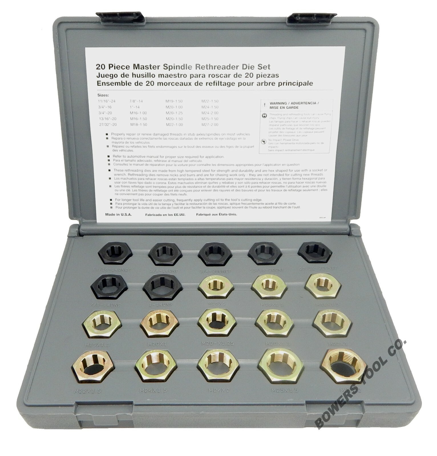 Lang Master Spindle Rethreading Thread Restore Die Set 20pc SAE MM Made in USA gallery