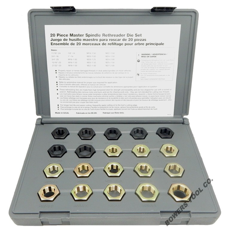 Lang Master Spindle Rethreading Thread Restore Die Set 20pc SAE MM Made in USA gallery