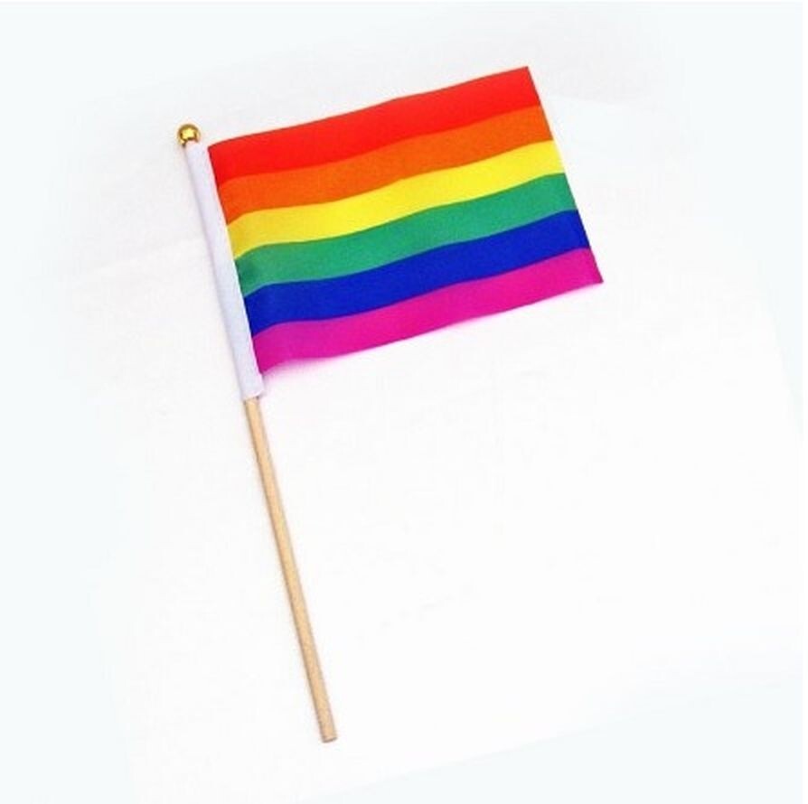 Rainbow Pride Flag 4x6 Inch 4" x 6" Hand Flag On Stick LGBTQ LGBTQIA+ gallery