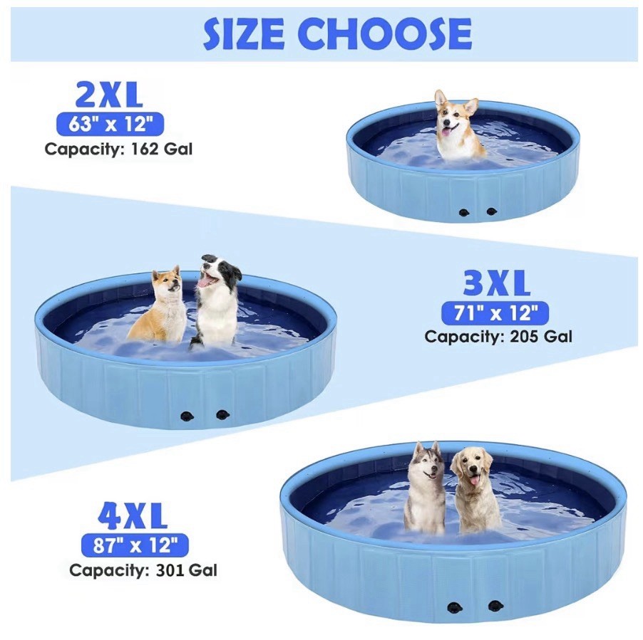 Foldable Dog Pool with Sprinkler, 87 in Extra Large Dog Swimming Pool, Outdoo... gallery