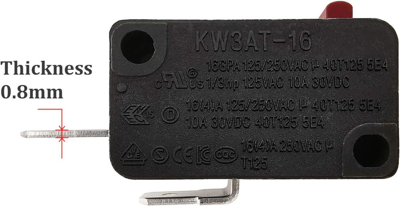 Microwave Oven Door Switch Replacement Part, 16A 125VAC, KW3AT-16 (Downward Comp gallery
