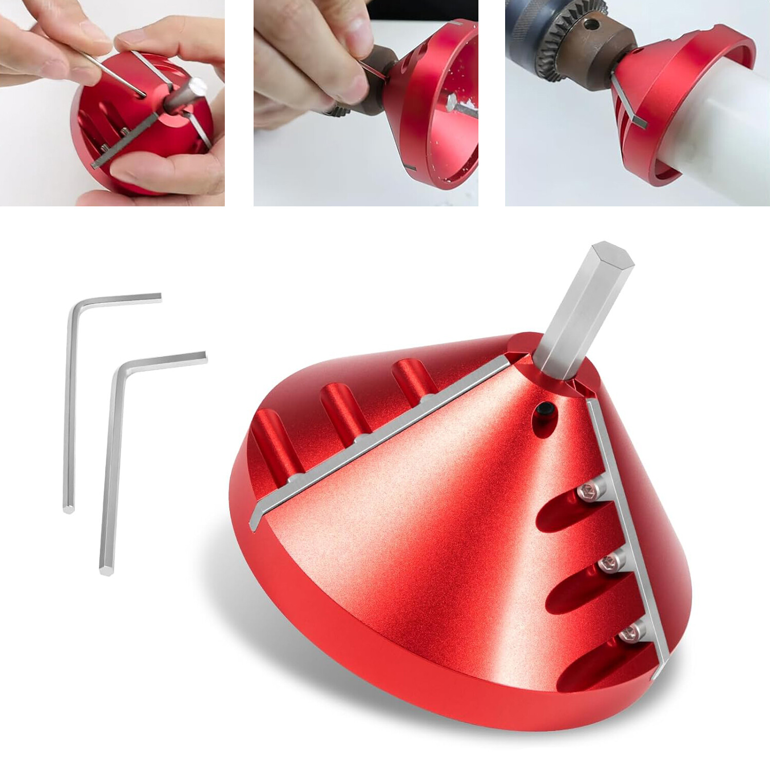 2 in 1 PVC Deburring Tool, Inner-Outer PVC Chamfer Tool for PVC,ABS,PP Pipe, Red gallery