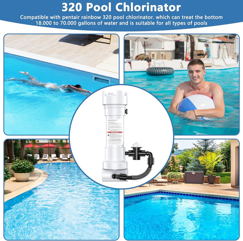 2025 Upgraded 320 Pool Automatic Inline Chlorine/Bromine Feeder Compatible with gallery