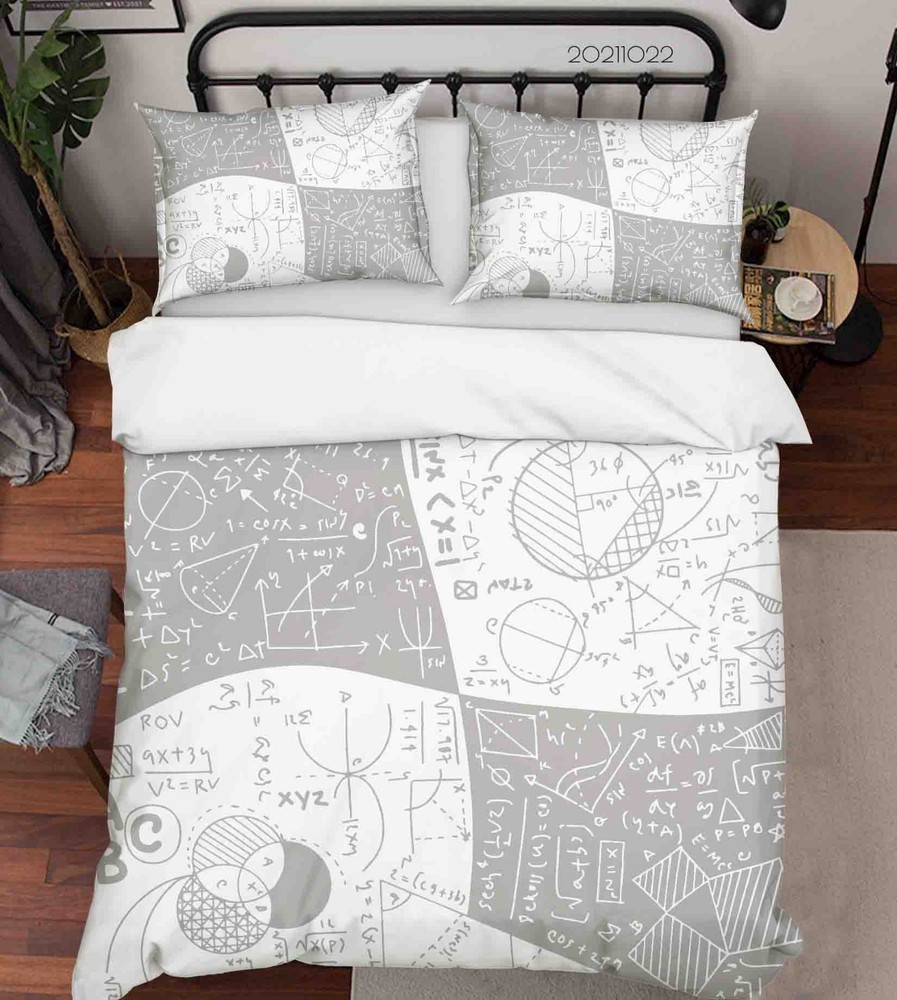 3D Physics Formula Graffiti Quilt Cover Set Bedding Sets Pillowcases 2