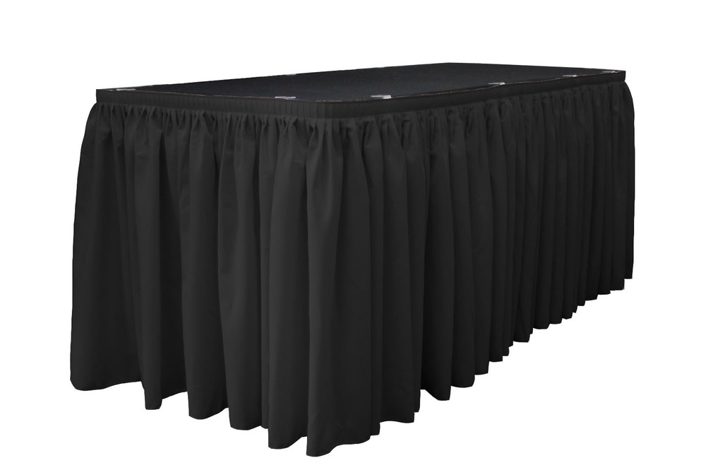 LA Linen Polyester Table Skirt 30-Ft L by 29"H with 15 L-Clips. Made in USA