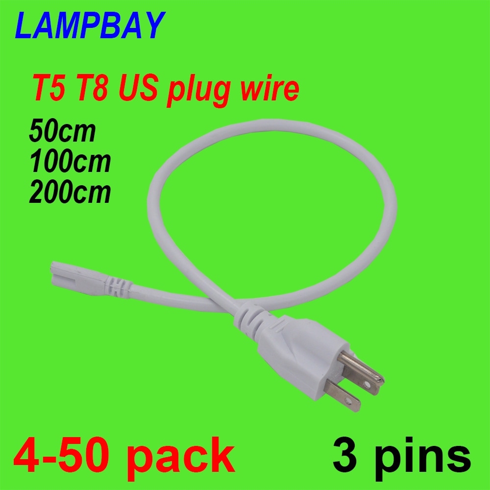 Power Cords 50cm 100cm 200cm Cable LED T5 T8 Integrated Tube Light Wire US Plug gallery