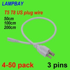 Power Cords 50cm 100cm 200cm Cable LED T5 T8 Integrated Tube Light Wire US Plug