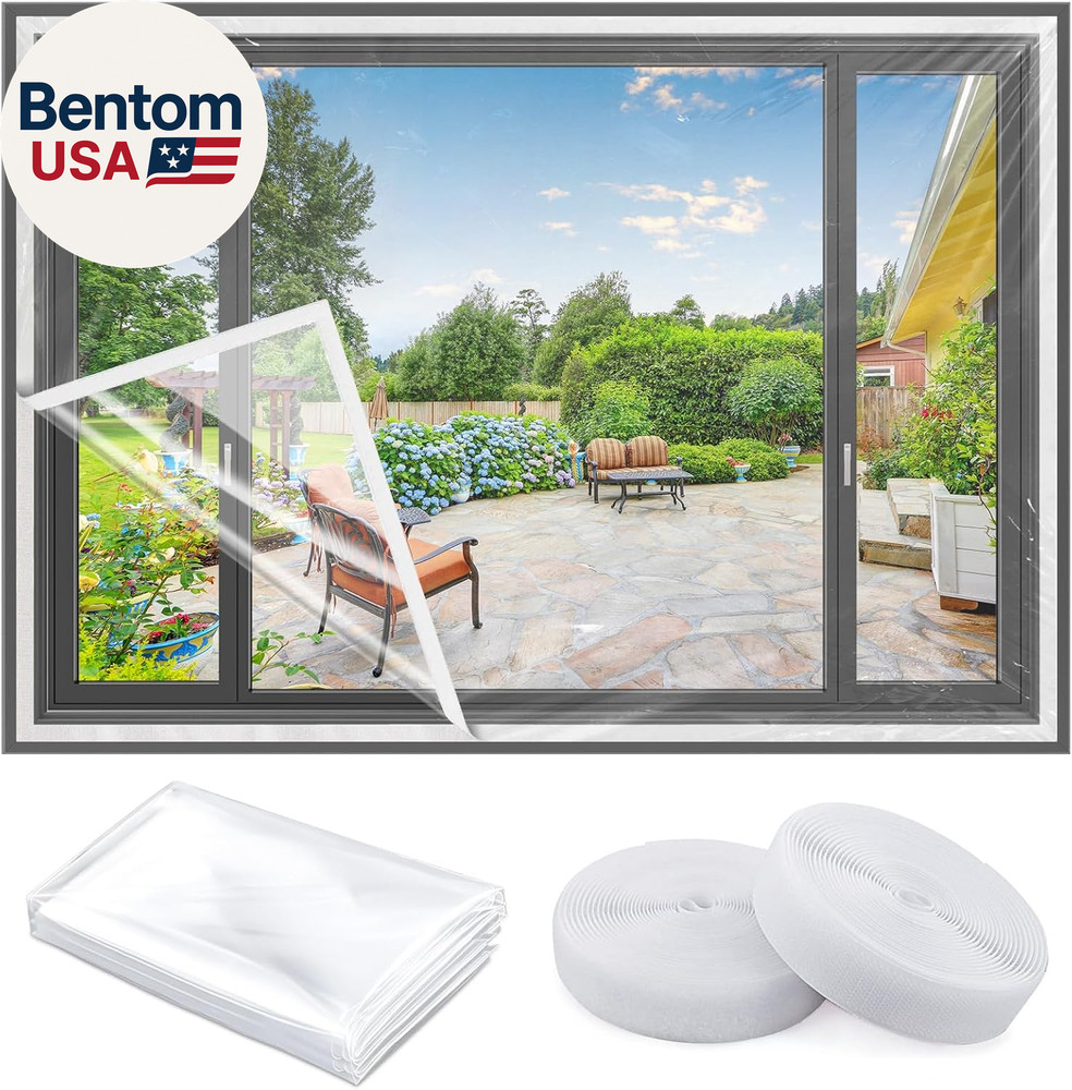 Heavy Duty Window Insulation Kit for Winter - 75 in X 79 in Clear Plastic 180㎛ T