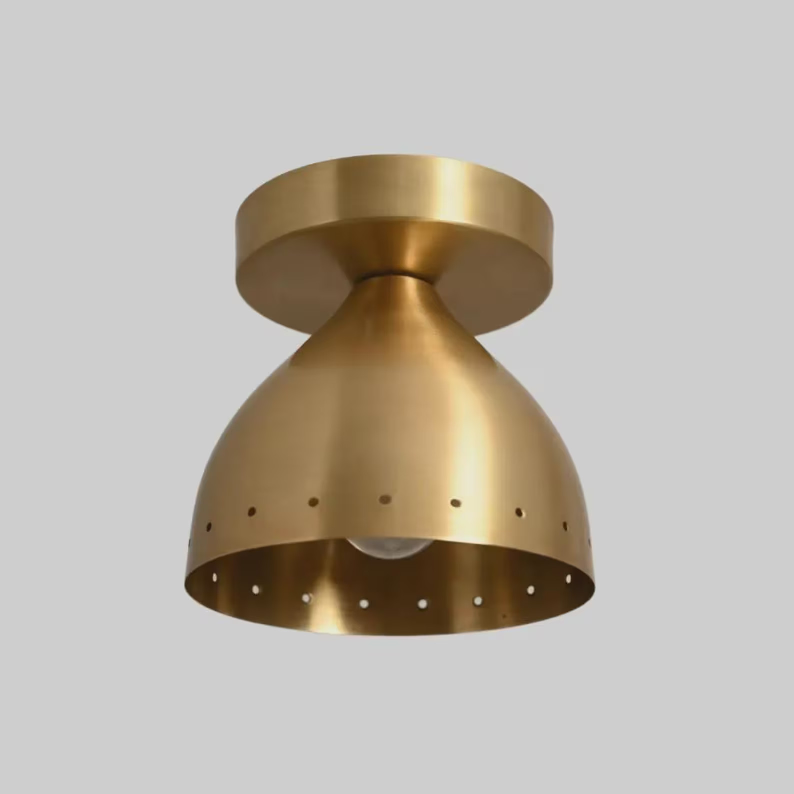 Mid Century Modern Brass Cone Ceiling Light, Minimalist Flush Mount Fixture gallery