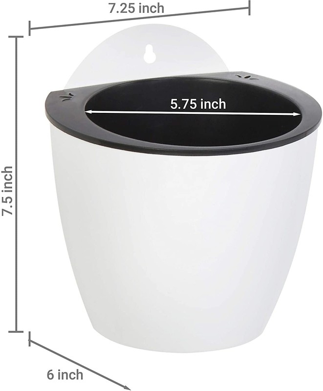 MyGift 7-inch Modern Wall Mountable Self Watering White Planter Pots, Set of 4 gallery