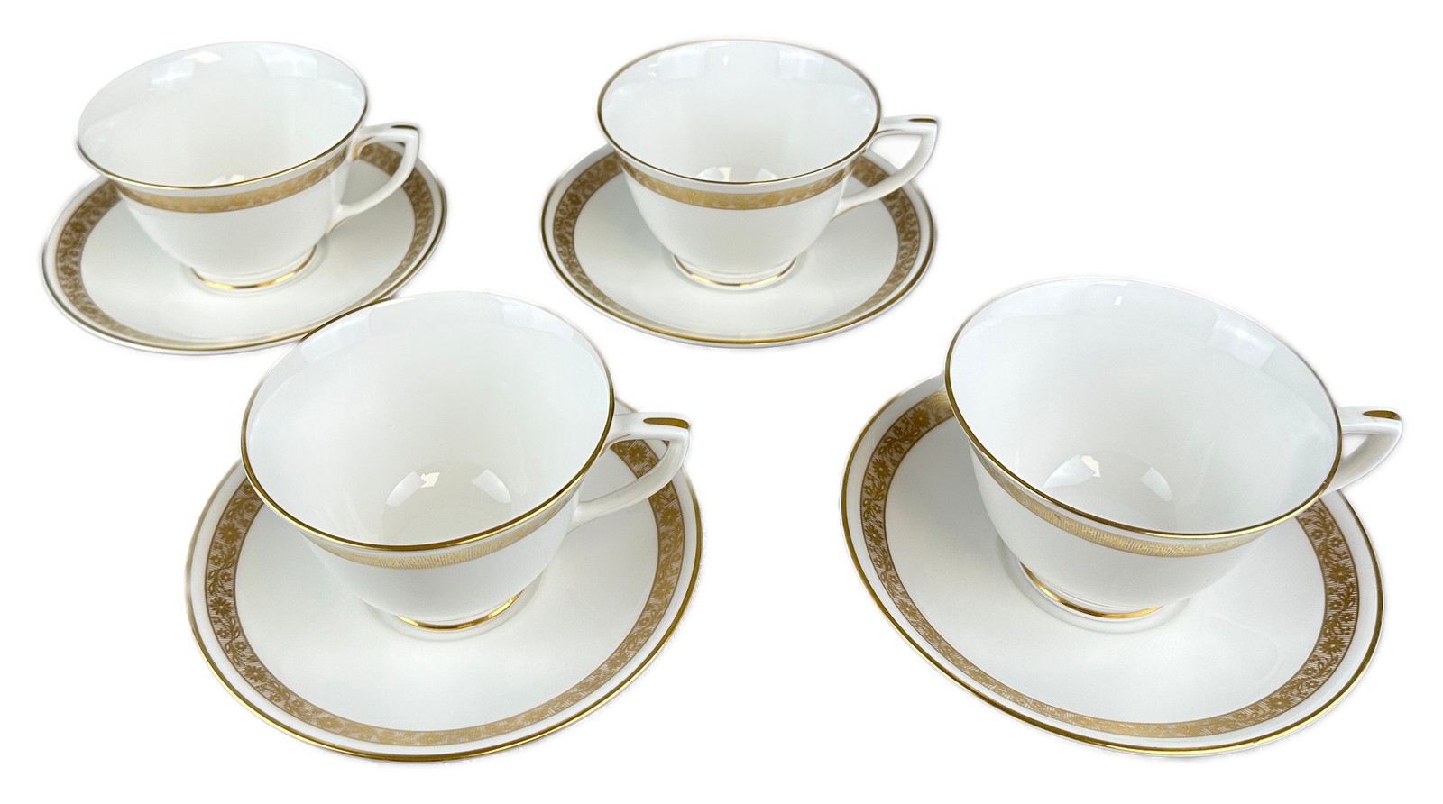 Royal Worcester Golden Anniversary Cup & Saucer Coffee Tea Bone England Set of 4 gallery